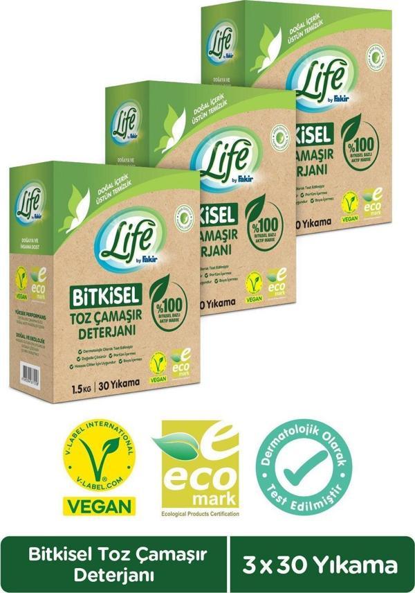 Life By Fakir Vegan Doğal Çamaşır Deterjanı Renkli Beyaz 1,5 Kg 3 Adet - Image 1
