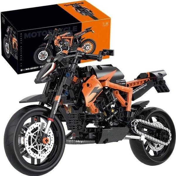 Teknik Motosiklet Yapım Seti 579 parça 1:8 Ölçekli Turuncu Model Kiti - Image 1