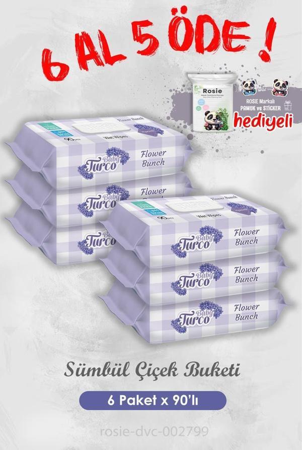 6 Al 5 Öde Sümbül Çiçek Buketi Islak Havlusu 90'lı Islak Mendil ve Rosie - Image 1