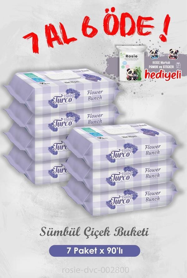 Sümbül Çiçek Buketi Islak Havlusu 90'lı Islak Mendil 7 Al 6 Öde ve Rosie - Image 1