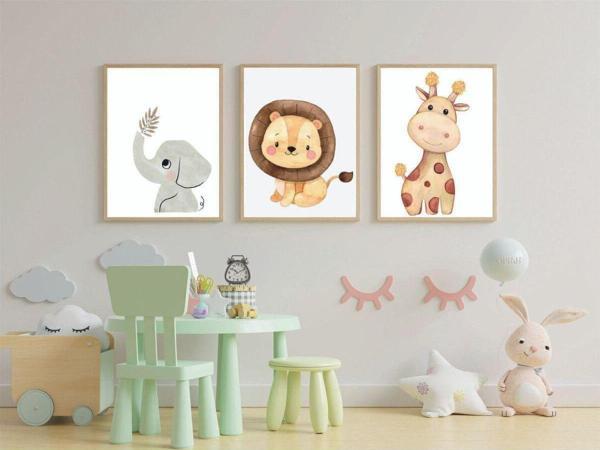 Çocuk Odası Safari Dekoratif Retro Mdf Tablo ( Çerçeve Görünümlü ) - Image 1