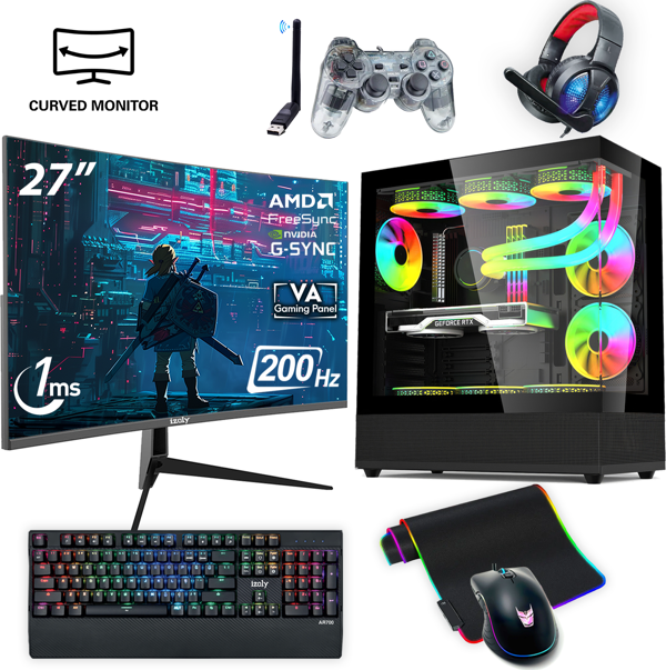 NextGen C-X i5-13400F 32GB 1TB M.2 NVMe RTX 4060Ti 8GB 27" 200HZ 240mm Sıvı Soğutma Oyuncu Masaüstü Bilgisayarı  - Image 1