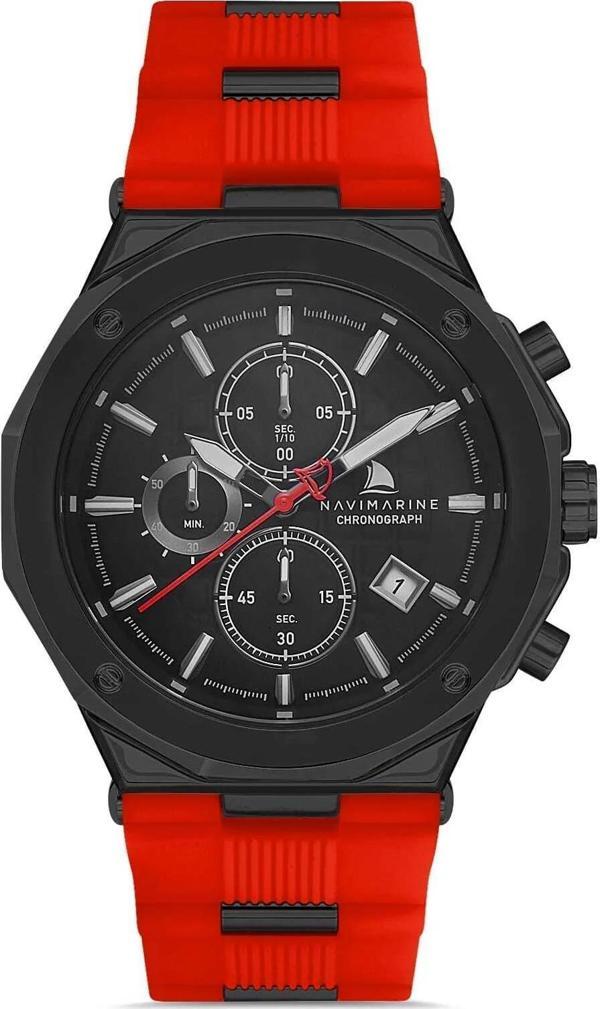 Navimarine HH03 Chronograph Silikon Kırmızı Erkek Kol Saati - Image 1