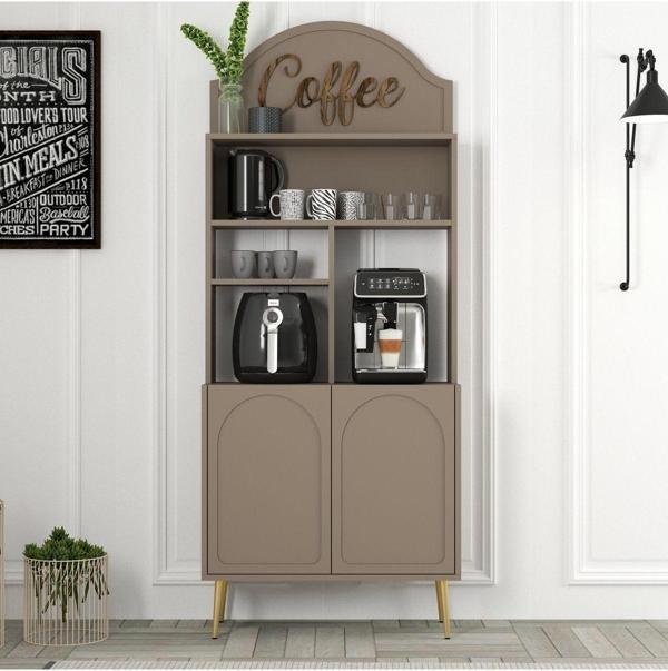 Variant Mobilya Lyon Kahve Köşesi Çok Amaçlı Dolap 80cm - Atlas - Altın - Image 1