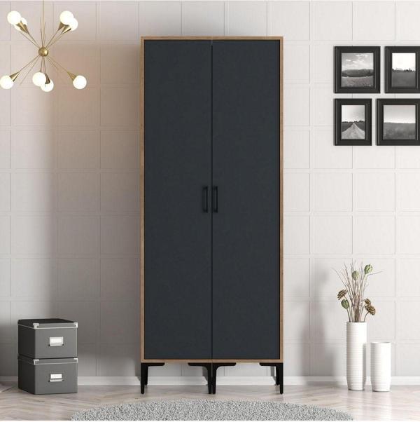 Variant Mobilya Kumsal 2 Kapılı Gardrop Ss - Antrasit - Image 1