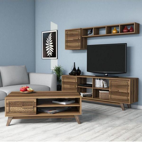 Variant Mobilya Ayla Tv Ünitesi Ve Orta Sehpa Takımı - Ceviz-Ceviz - Image 1