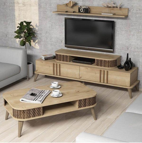 Variant Mobilya Eylül Tv Ünitesi Ve Orta Sehpa Takımı - Meşe - Image 1