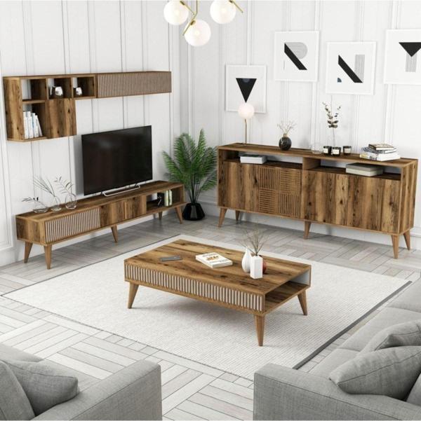 Variant Mobilya Milan 3'lü Salon Takımı - Ceviz - Ceviz - Image 1