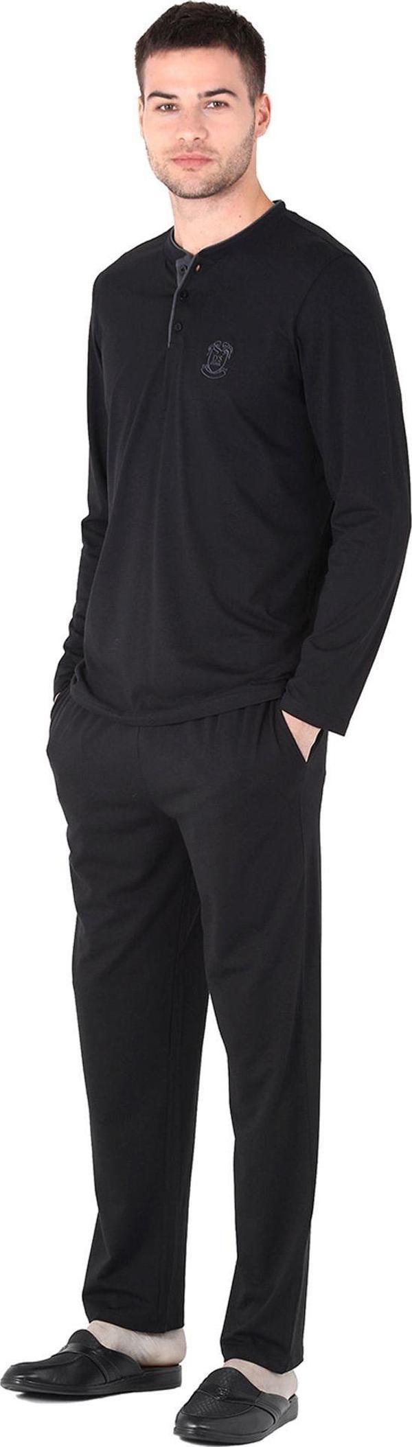 D'S Damat Pijama Takımı Yarım Patlı Uzunkol Siyah - Image 1