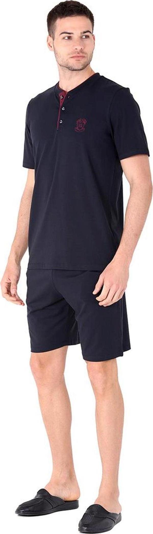 D'S Damat Şort Tişört Pijama Takımı Lacivert - Image 1
