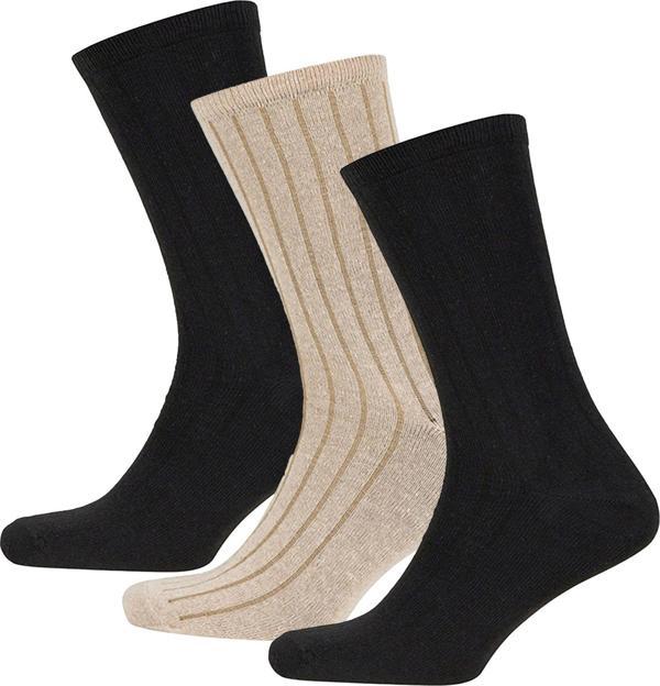 Thermoform Bambu Asker Çorap Siyah-Bej 3'lü Paket - Image 1