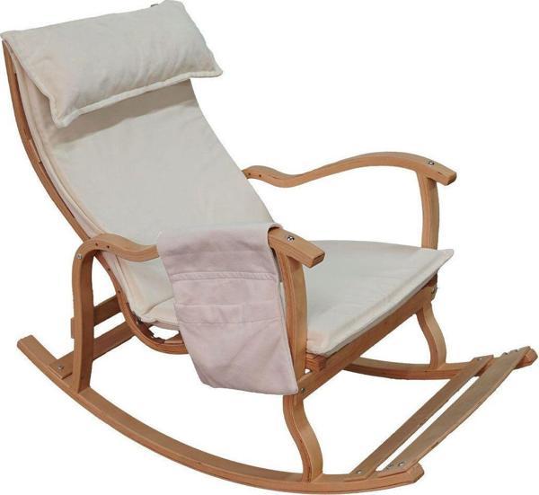 Mobildeco Candeco Sultan Ahşap Sallanan Sandalye Krem (Doğal) - Image 1