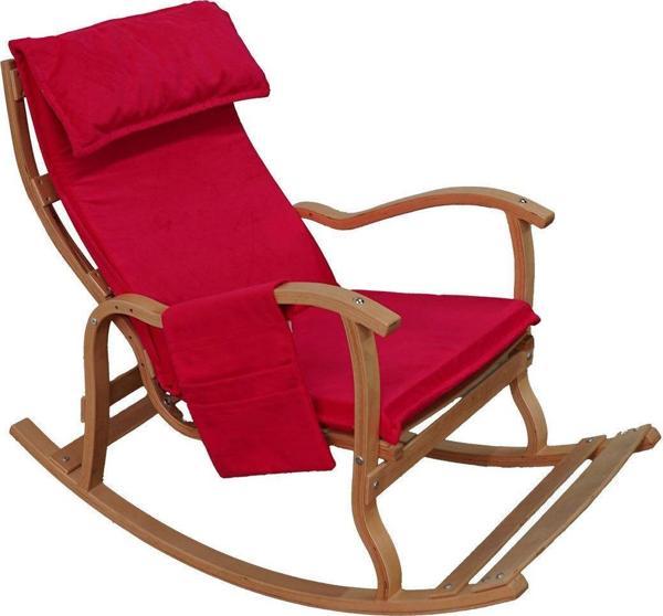 Mobildeco Candeco Sultan Ahşap Sallanan Sandalye Kırmızı (Doğal) - Image 1