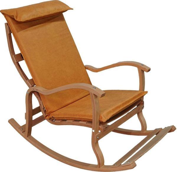 Mobildeco Sultan Ahşap Sarı Sallanan Sandalye - Image 1