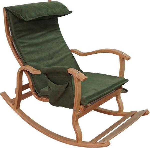 Mobildeco Candeco Sultan Ahşap Sallanan Sandalye Yeşil (Doğal) - Image 1