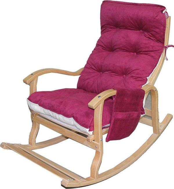 Mobildeco Sultan Erciyes Bordo/Krem Çift Renkli Cepli Sallanan Sandalye Dinlenme,Emzirme,Tv,Okuma, - Image 1