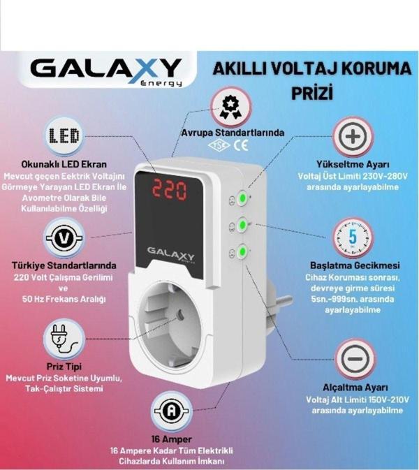 Galaxy Energy S220 Voltaj Ve Akım Koruyucu Priz - Image 1