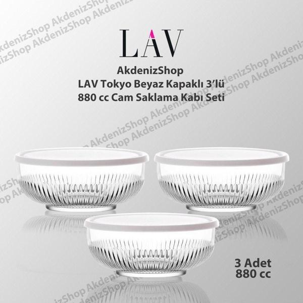 Lav Beyaz Kapak 3 Adet 880Cc  Tokyo Saklama Kabı Akdenizshop - Image 1