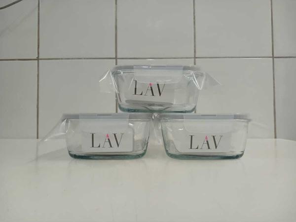 Lav Fresco Cam Kilitli Saklama Kabı 3'Lü Set Dikdötrgen (1200 Cc)-(Frs-257) - Image 1