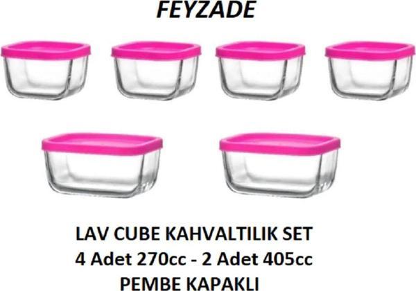 Lav Kahvaltılık Saklama Kabı Seti Pembe Kapaklı (2 Adet 405Cc - 4 Adet 270Cc) - Image 1