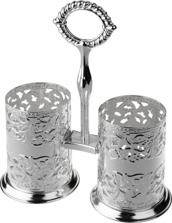 Queen Anne İngiliz Gümüşü Çift Bölmeli Çatal Bıçak Sunumluk 17.5 x 21 cm   - Image 1