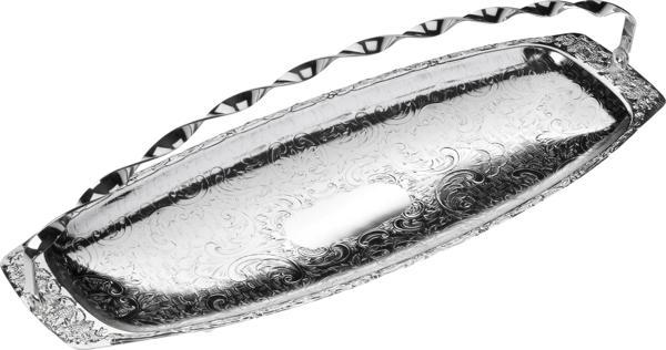 Queen Anne İngiliz Gümüşü Saplı Sunumluk 40 x 15 cm   - Image 1