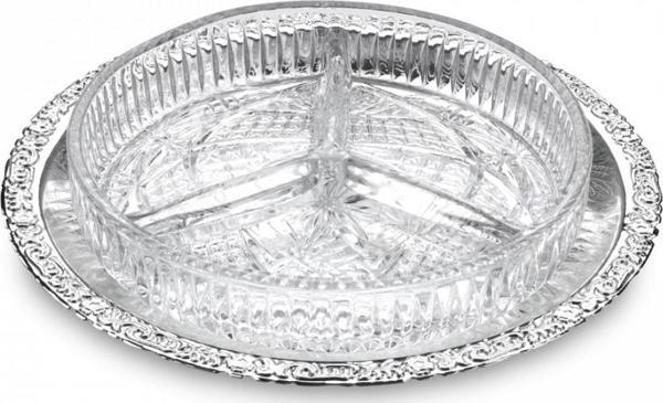 Queen Anne İngiliz Gümüşü Üç Bölmeli Servis Tabağı 23.8 cm   - Image 1
