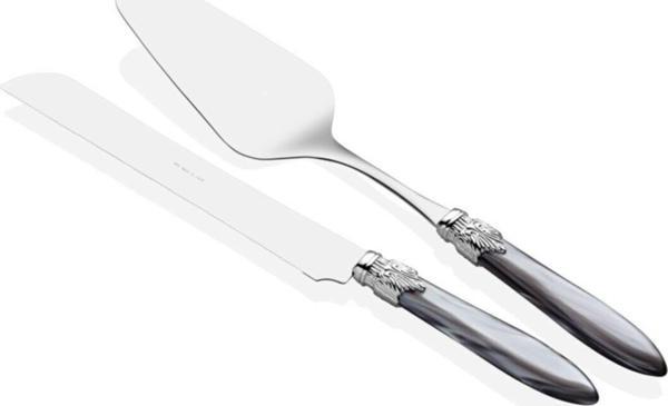 RİVADOSSİ LAURA GRİ RENK GÜMÜŞ TOKA 2 PARÇA PASTA SETİ   - Image 1