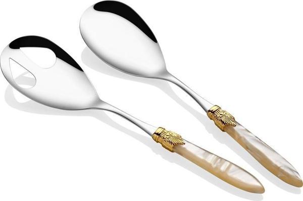 RİVADOSSİ LAURA KREM RENGİ ALTIN TOKA 2 Lİ SALATA SERVİS SETİ   - Image 1