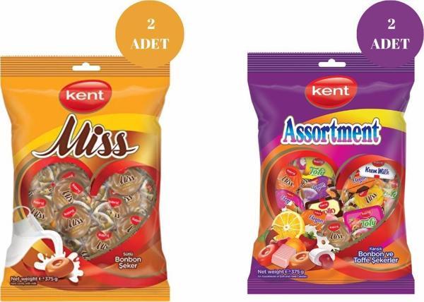 Kent Assortment Karışık (375 g)*2 + Kent Missbonbon Sütlü Şeker (375 g)*2 - Image 1