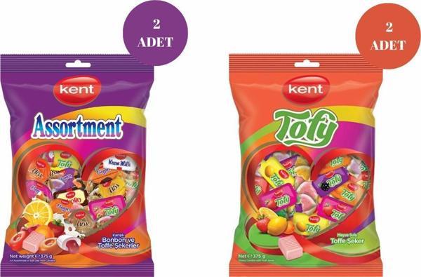 Kent Assortment Karışık (375 g)*2 + Kent Tofy Meyveli Bayram Şekeri (375 g)*2 - Image 1
