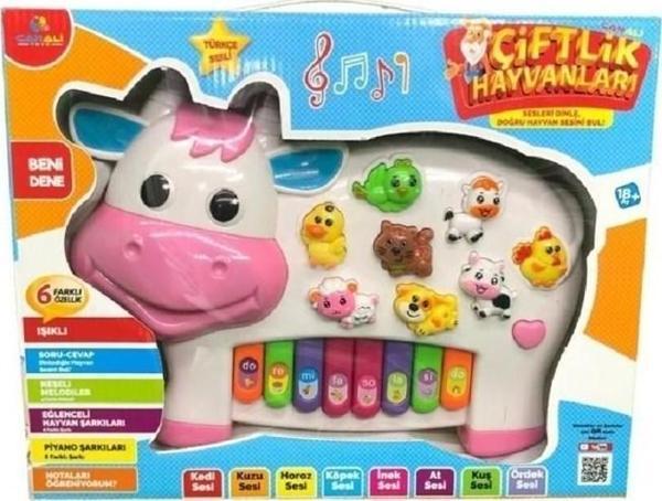 Can Ali Toys Türkçe Hayvan Sesli Piyano Pembe İnek CNLP2222 - Image 1