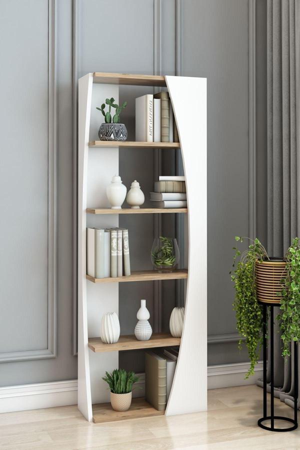 Modalanka İskandinav Model 6 Raflı Kitaplık Dekoratif Salon Kitaplığı Ofis Kitaplığı - Image 1