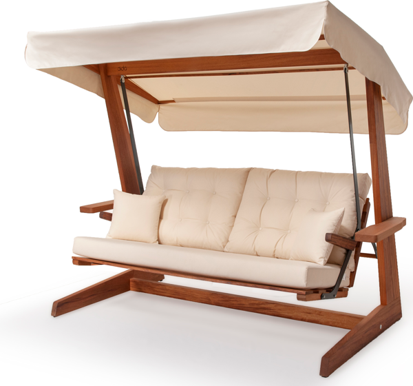 Aida Swings Sia 2400 Krem Iroko Üç Kişilik Ahşap Bahçe Salıncağı - Image 1