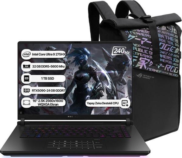 Asus Rog Strix Scar 16 G635LX-RW144 Intel Core Ultra 9 275HX NPU 13 TOPS 32GB 1TB SSD RTX5090-24GB Freedos 16" 2.5K 240Hz WQXGA Taşınabilir Bilgisayar - Image 1