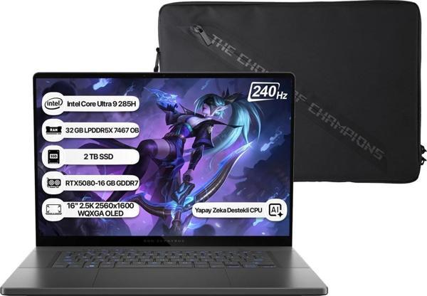 Asus Rog Zephyrus G16 GU605CW-QR160 Intel Core Ultra 9 285H NPU 13 TOPS 32GB 2TB SSD RTX5080-16GB Freedos 16" 2.5K 240Hz WQXGA Taşınabilir Bilgisayar - Image 1