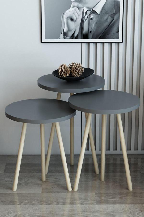 Modalanka 3'Lü Zigon Sehpa Yuvarlak Model Zigon Sehpa Gürgen Ayak Tyc00647760530 Satıcı : - Image 1