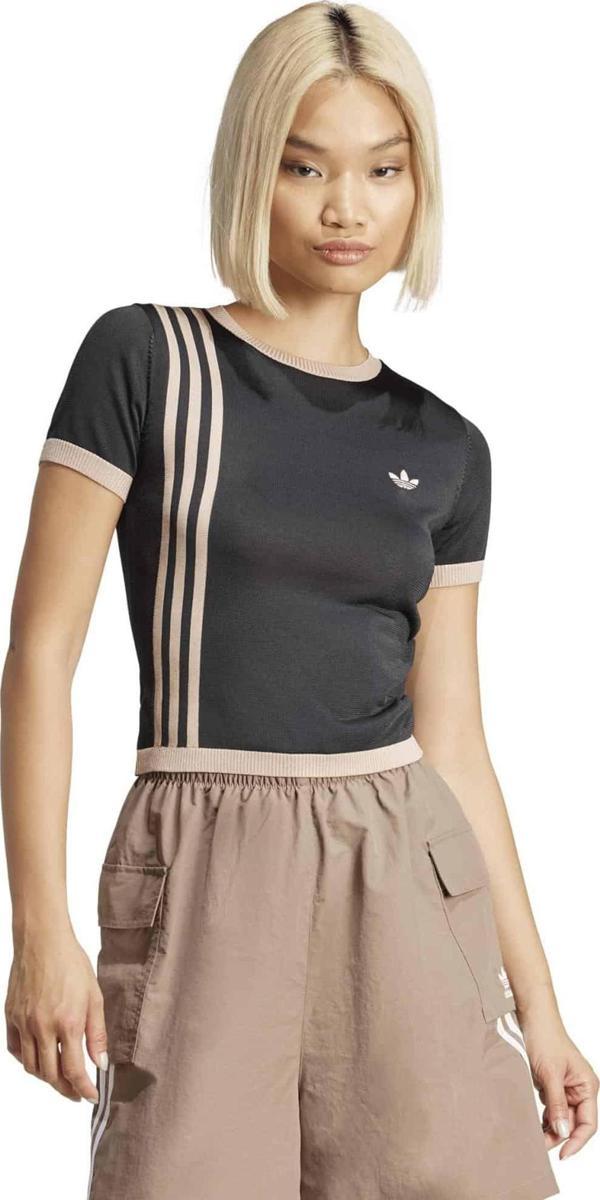 JJ0960-K adidas Knıtted 3S Tee Kadın T-Shirt Siyah - Image 1