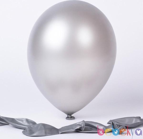 Helyuma Uyumlu Metalik Balon Gümüş Silver 12 inch 100 Adet - Image 1