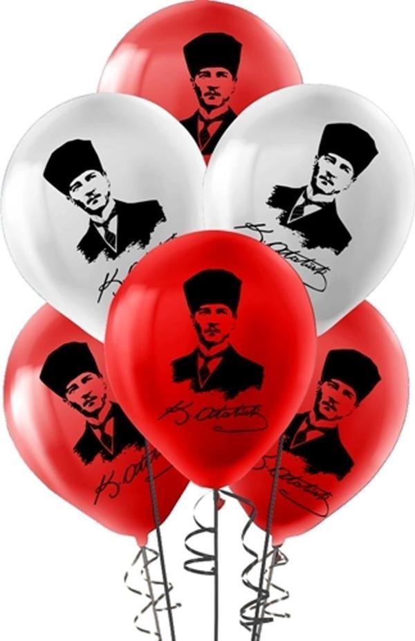 Helyuma Uyumlu Atatürk Baskılı Balon 12 inch 100 Adet 23 Nisan 19 Mayıs 30 Ağustos 29 Ekim Balon - Image 1