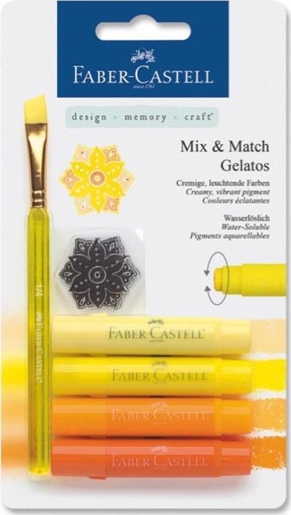 Faber Castell Gelato Suyla ve Susuz Kullanılabilen Stick Mum Boya Poster Boyama Kalemi ve Fırçası SARI - Image 1