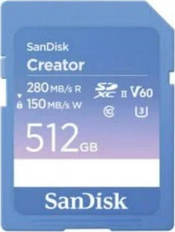 SanDisk Creator 512GB SDSDXEP-512G-GNCIS 280MB/s UHS-II SDXC 6K-4K UHD V60 Hafıza Kartı - Image 1