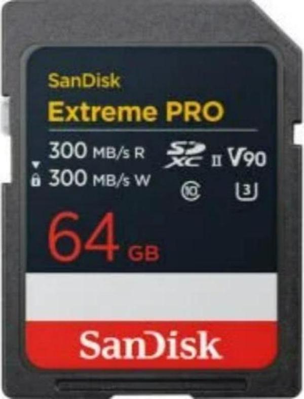 SanDisk Extreme Pro 64GB 300/300MB/s SDXC V90 UHS-II U3 8K/4K UHD Hafıza Kartı SDSDXDM-064G-GN4IN - Image 1