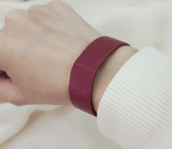 Bileklik Punk Deri Unisex Bordo 1 Adet Bilezik Kadın Kız Aksesuar  - Image 1