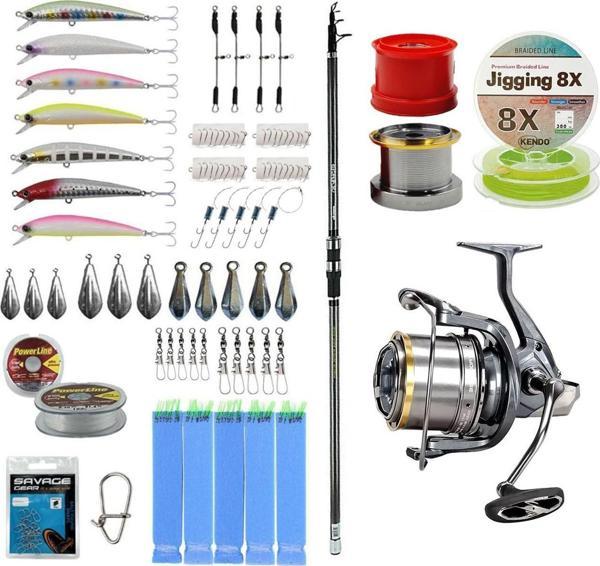 YekOutdoor Yüksek Performans Olta Seti Okuma Revenger Tele Surf 420 cm 4 Parça Surf Kamışı&Okuma Flite Surf FLS35-1500AY - Image 1