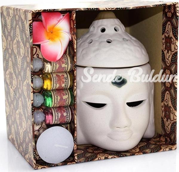 Seramik Buda Büstü Buhurdanlık Seti No:03 - Image 1