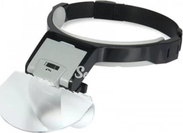 Lens Takmalı 5 Lenslı  Led Lambalı Şapka Tip Büyüteç - Image 1