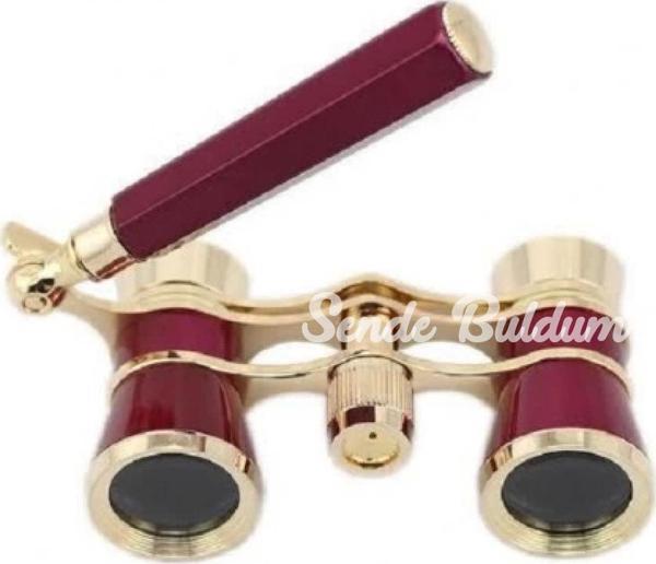 Nefis Işlemeli Tiyatro / Opera Dürbünü 3x25 Prinç Metal Kaplamalı Retro Kahverengi - Image 1