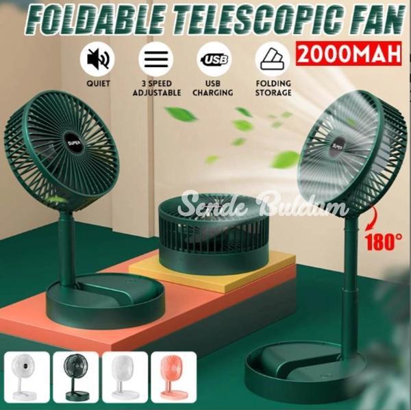 Katlanır Teleskopik Zemin Fanı Yaz Sessiz Öğrenci Masaüstü Fan Usb Şarj Edilebilir Taşınabilir Ev Mini Hava Soğutucu - Image 1