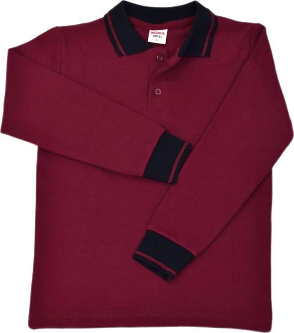 Kolej Polo Yaka Bordo Sweatshirt Ytg OGRTL1453 - Image 1